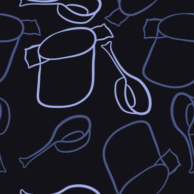 Soyut renkli tencere ve kaşık dikişsiz desen 