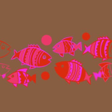 Balıklar ile sevimli Dikişsiz desen. Vektör Illustration