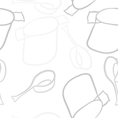 Soyut renkli tencere ve kaşık dikişsiz desen 