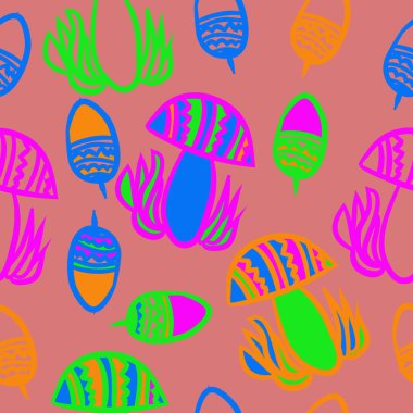 Soyut basit mantar Dikişsiz desen