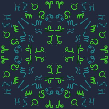Zodiac Signs Dikişsiz desen. Vektör Illustration