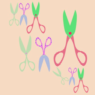 Renkli makaslı kusursuz desen 