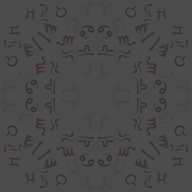 Zodiac Signs Dikişsiz desen. Vektör Illustration