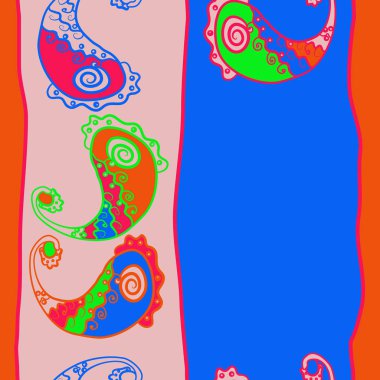 Renkli paisley süs ile dikişsiz desen