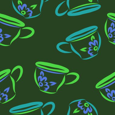 Soyut renkli çay bardakları Dikişsiz desen 