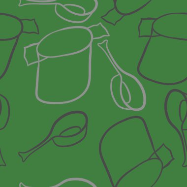 Soyut renkli tencere ve kaşık dikişsiz desen 