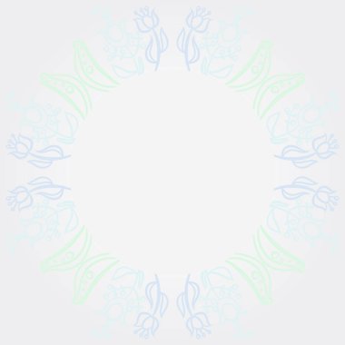 kopya alanı ve etrafında çiçekler ile yuvarlak şekil, vektör illüstrasyon