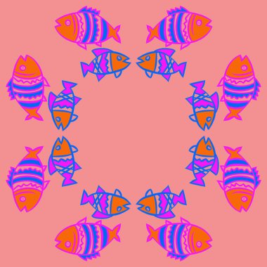 Balıklar ile sevimli Dikişsiz desen. Vektör Illustration