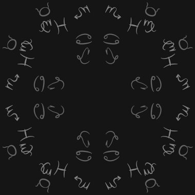 Zodiac Signs Dikişsiz desen. Vektör Illustration