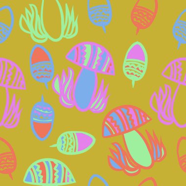 Soyut basit mantar Dikişsiz desen