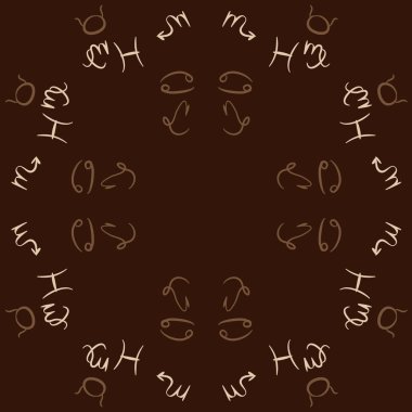 Zodiac Signs Dikişsiz desen. Vektör Illustration