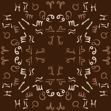 Zodiac Signs Dikişsiz desen. Vektör Illustration