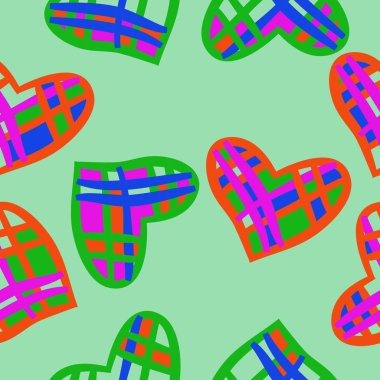 Renkli kalpler ile dikişsiz vektör illüstrasyon