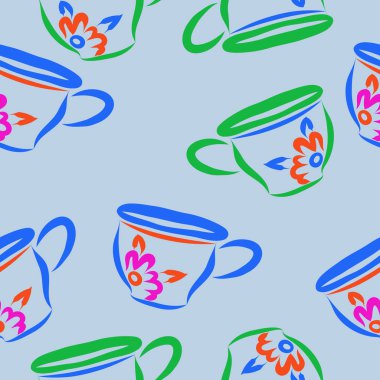 Soyut renkli çay bardakları Dikişsiz desen 