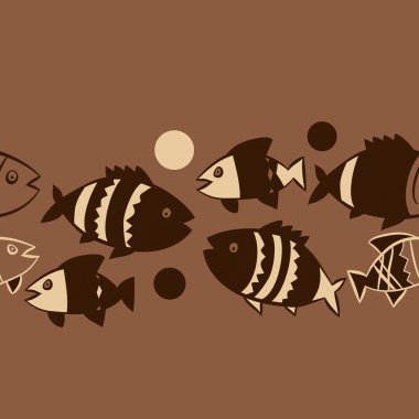 Balıklar ile sevimli Dikişsiz desen. Vektör Illustration