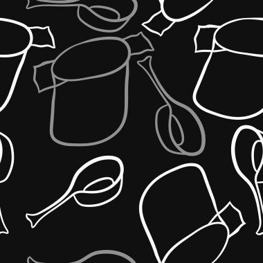 Soyut renkli tencere ve kaşık dikişsiz desen 