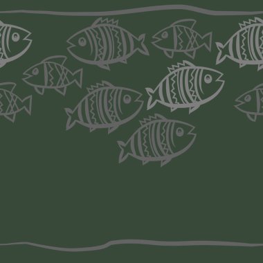 Doodle balık ile yatay desen bileşimi 