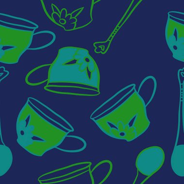 Soyut renkli çay bardakları Dikişsiz desen 