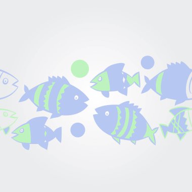 Balıklar ile sevimli Dikişsiz desen. Vektör Illustration