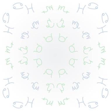 Zodiac Signs ile Dikişsiz desen. El çekilmiş. Vektör Illustration