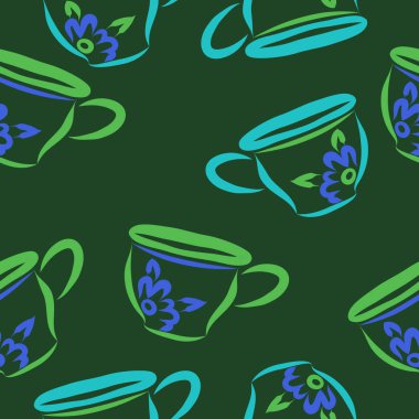 Soyut renkli çay bardakları Dikişsiz desen 