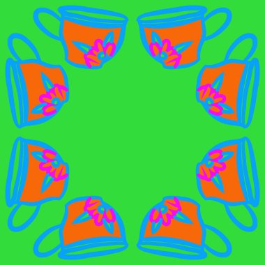 çay bardağı ile renkli desen