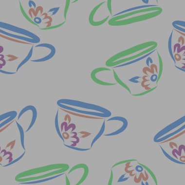 Soyut renkli çay bardakları Dikişsiz desen 