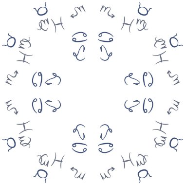 Zodiac Signs Dikişsiz desen. Vektör Illustration