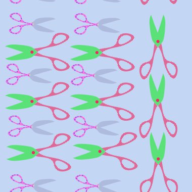 Renkli makaslı kusursuz desen 