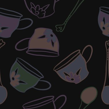 Soyut renkli çay bardakları Dikişsiz desen 