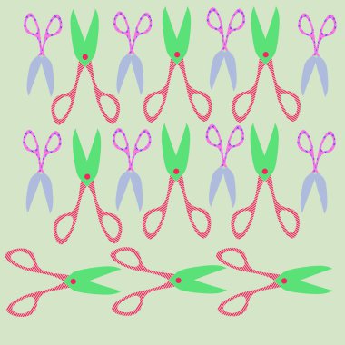 Renkli makaslı kusursuz desen 