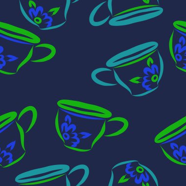 Soyut renkli çay bardakları Dikişsiz desen 