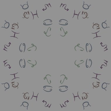 Zodiac Signs Dikişsiz desen. Vektör Illustration