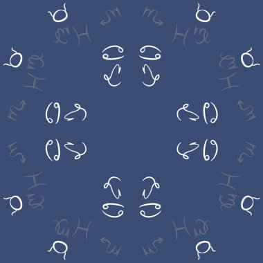 Zodiac Signs Dikişsiz desen. Vektör Illustration