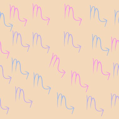 Akrep, oğlak burçlarının dikişsiz deseni. Vektör çizimi