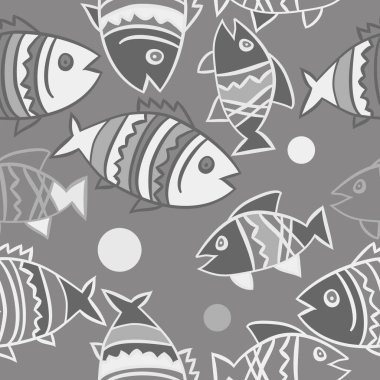 Balıklar ile sevimli Dikişsiz desen. Vektör Illustration
