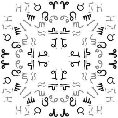 Zodiac Signs Dikişsiz desen. Vektör Illustration
