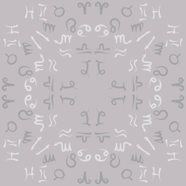 Zodiac Signs Dikişsiz desen. Vektör Illustration