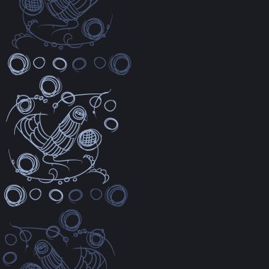 çizgi sanat kuş, vektör illüstrasyon ile dikişsiz desen