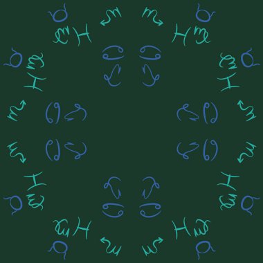Zodiac Signs Dikişsiz desen. Vektör Illustration