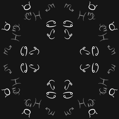 Zodiac Signs Dikişsiz desen. Vektör Illustration