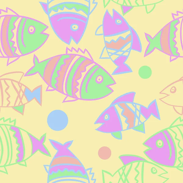 魚とのかわいいシームレスなパターン ベクターイラスト — ストックベクタ