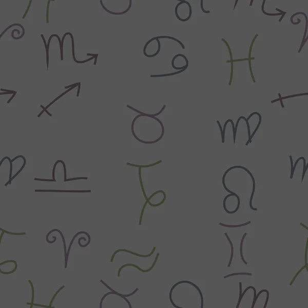 Naadloos Patroon Met Zodiac Signs Hand Getekend Vector Illustratie — Stockvector
