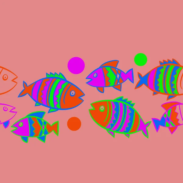 Cute Seamless Pattern Fishes Vector Illustration — Stock Vector