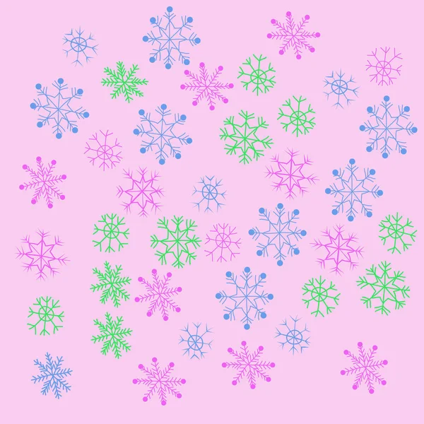 Cute Simple Winter Background Snowflakes — Stock Vector