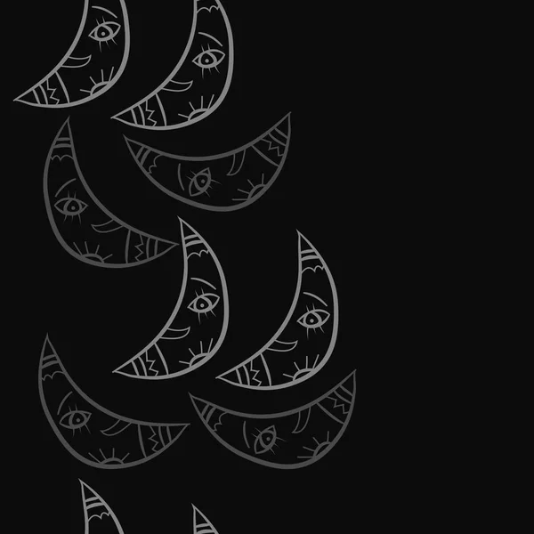 抽象简单月亮的无缝图案 — 图库矢量图片