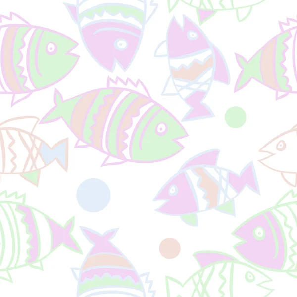 Mignon Motif Sans Couture Avec Des Poissons Illustration Vectorielle — Image vectorielle