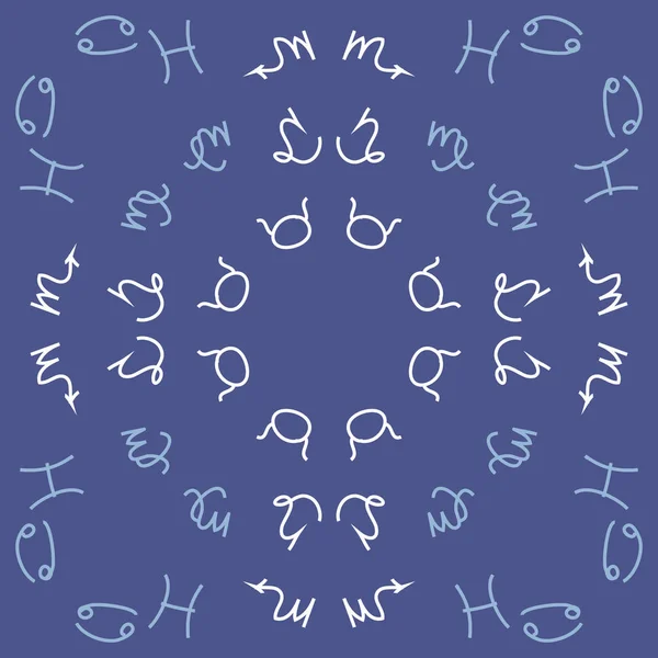 Zodiac Signs ile Dikişsiz desen. El çekilmiş. Vektör Illustration