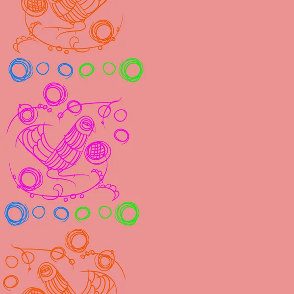 çizgi sanat kuş, vektör illüstrasyon ile dikişsiz desen