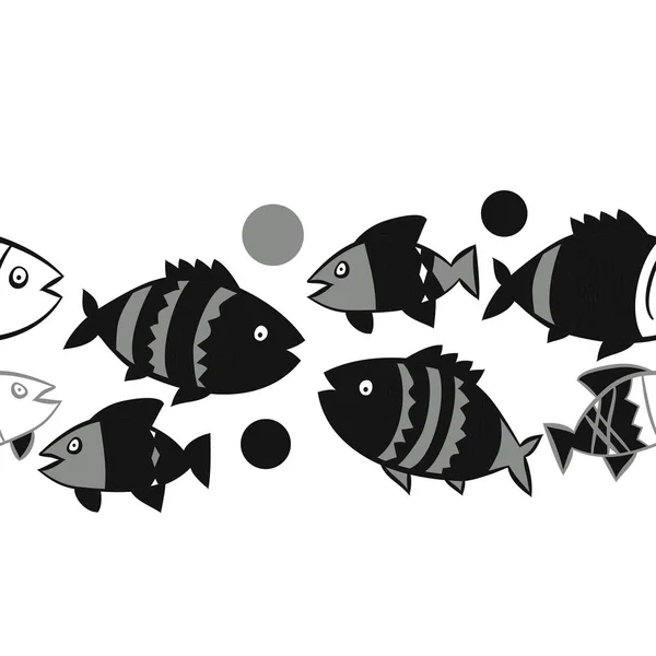 Balıklar Ile Sevimli Dikişsiz Desen Vektör Illustration — Stok Vektör